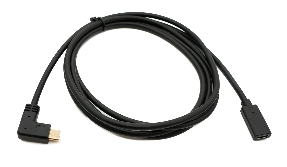 USB 3.1 Gen 2 Kabel 1,8 m Typ C Stecker zu Buchse Winkel in Schwarz | System-S