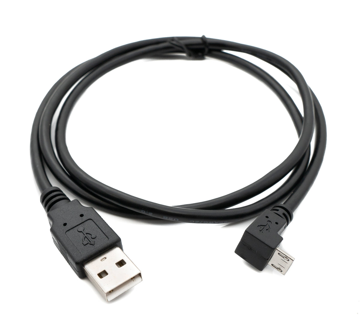 USB 2.0 Kabel 100 cm Typ A Stecker zu Micro B Stecker Winkel in Schwarz | System-S
