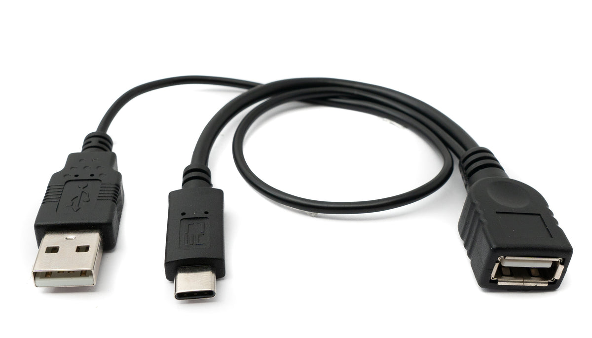 USB 2.0 Y Kabel 35 cm Typ A Buchse zu Typ A Stecker & 3.1 Typ C Buchse Adapter | System-S
