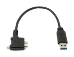USB 3.0 Kabel 30 cm Micro B Stecker zu Typ A Stecker Schraube Winkel in Schwarz | System-S
