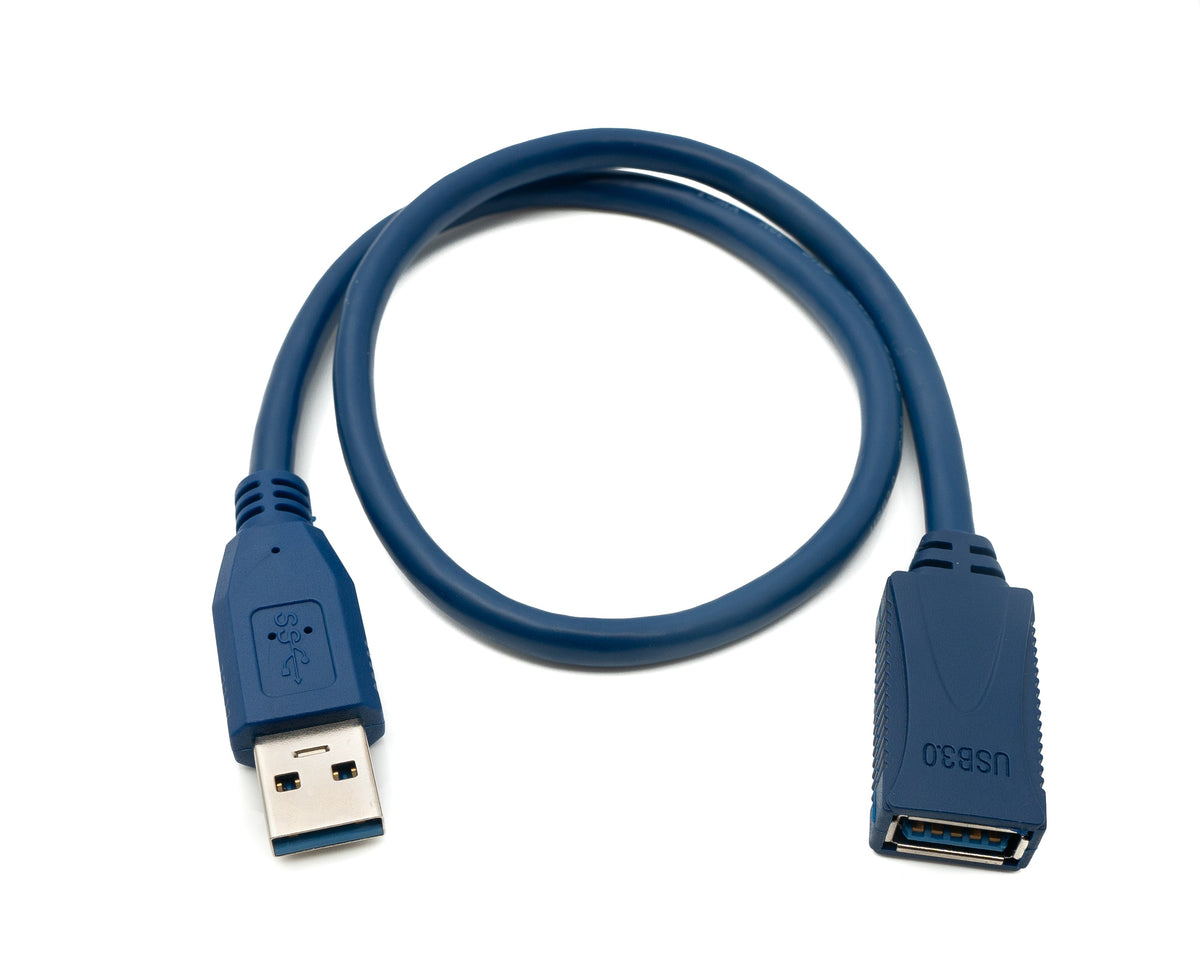 USB 3.0 Kabel 50 cm Typ A Stecker zu Buchse in Blau | System-S
