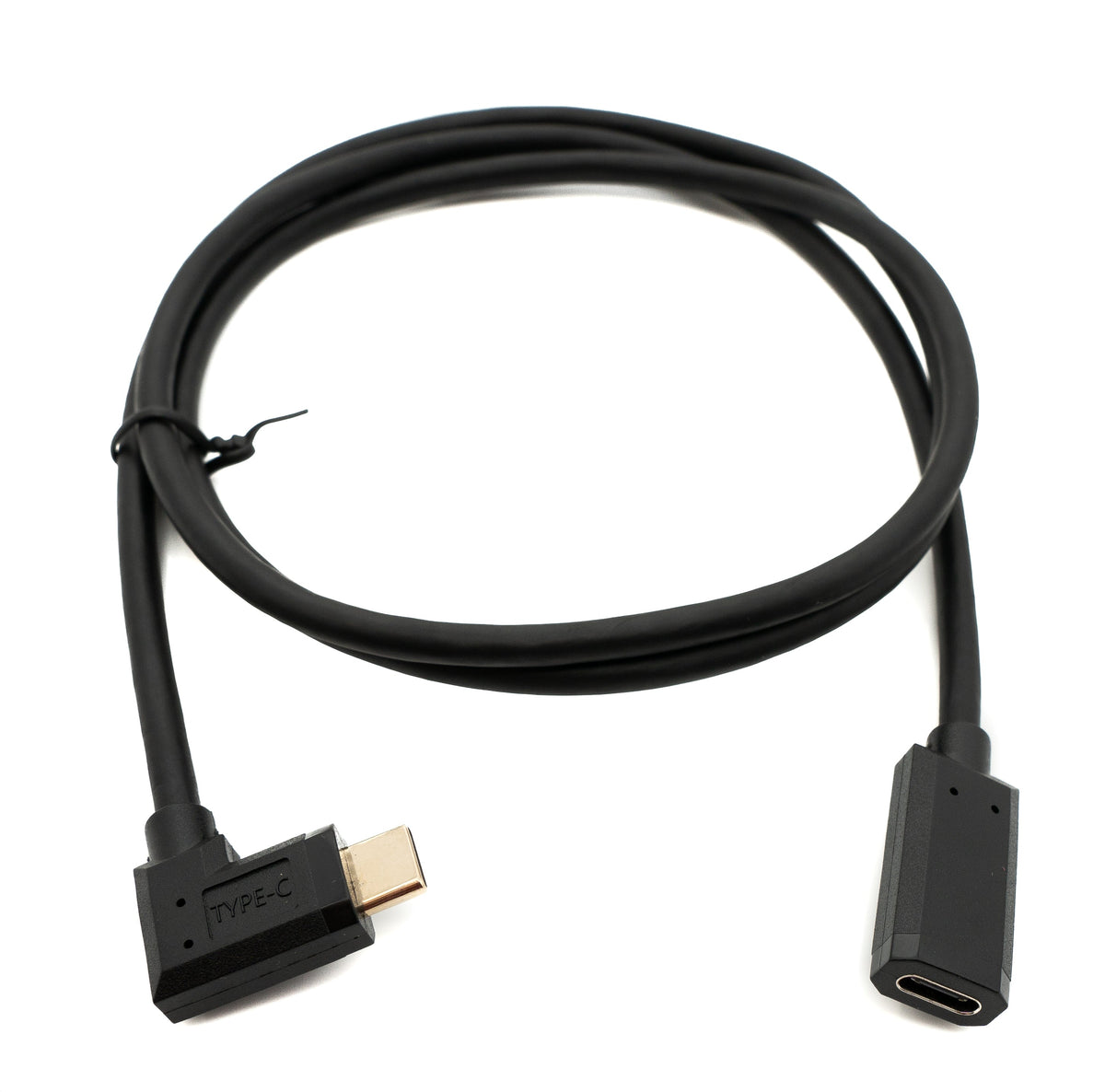 USB 3.1 Gen 2 Kabel 100 cm Typ C Stecker zu Buchse Winkel in Schwarz | System-S