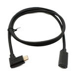 USB 3.1 Gen 2 Kabel 100 cm Typ C Stecker zu Buchse Winkel in Schwarz | System-S