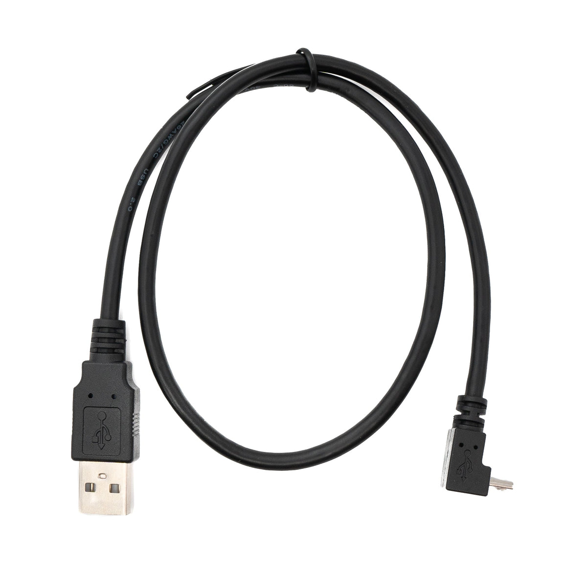 USB 2.0 Kabel 50 cm Typ A Stecker zu Micro B Stecker Winkel in Schwarz | System-S