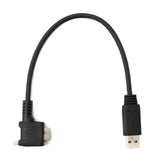 USB 3.0 Kabel 30 cm Micro B Stecker zu Typ A Stecker Schraube Winkel in Schwarz | System-S