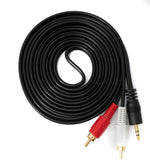 Cinch 2 RCA Kabel 2,5 m Stecker zu AUX 3,5 mm Klinke Stecker Stereo AV in Schwarz | System-S