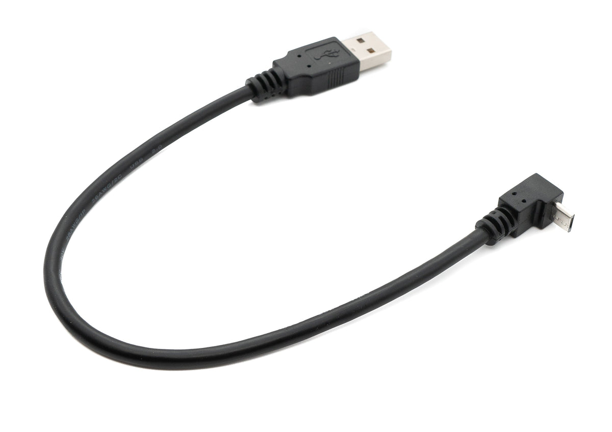 USB 2.0 Kabel 25 cm Typ A Stecker zu Micro B Stecker Winkel in Schwarz | System-S