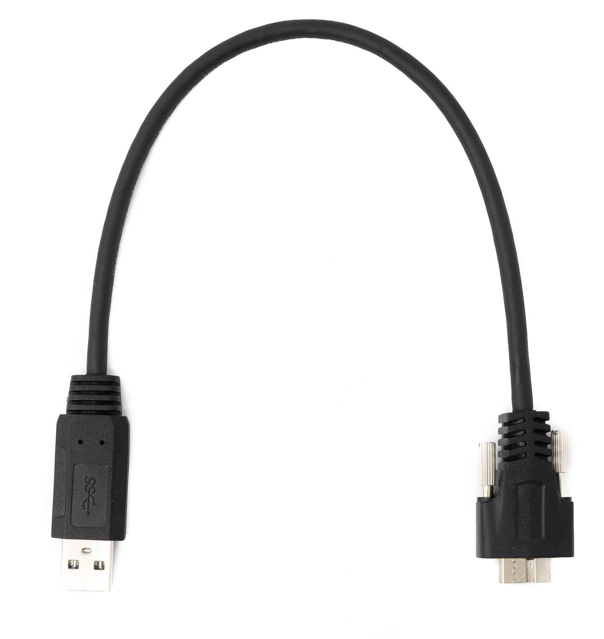 USB 3.0 Kabel 30 cm Micro B Stecker zu Typ A Stecker Schraube in Schwarz | System-S