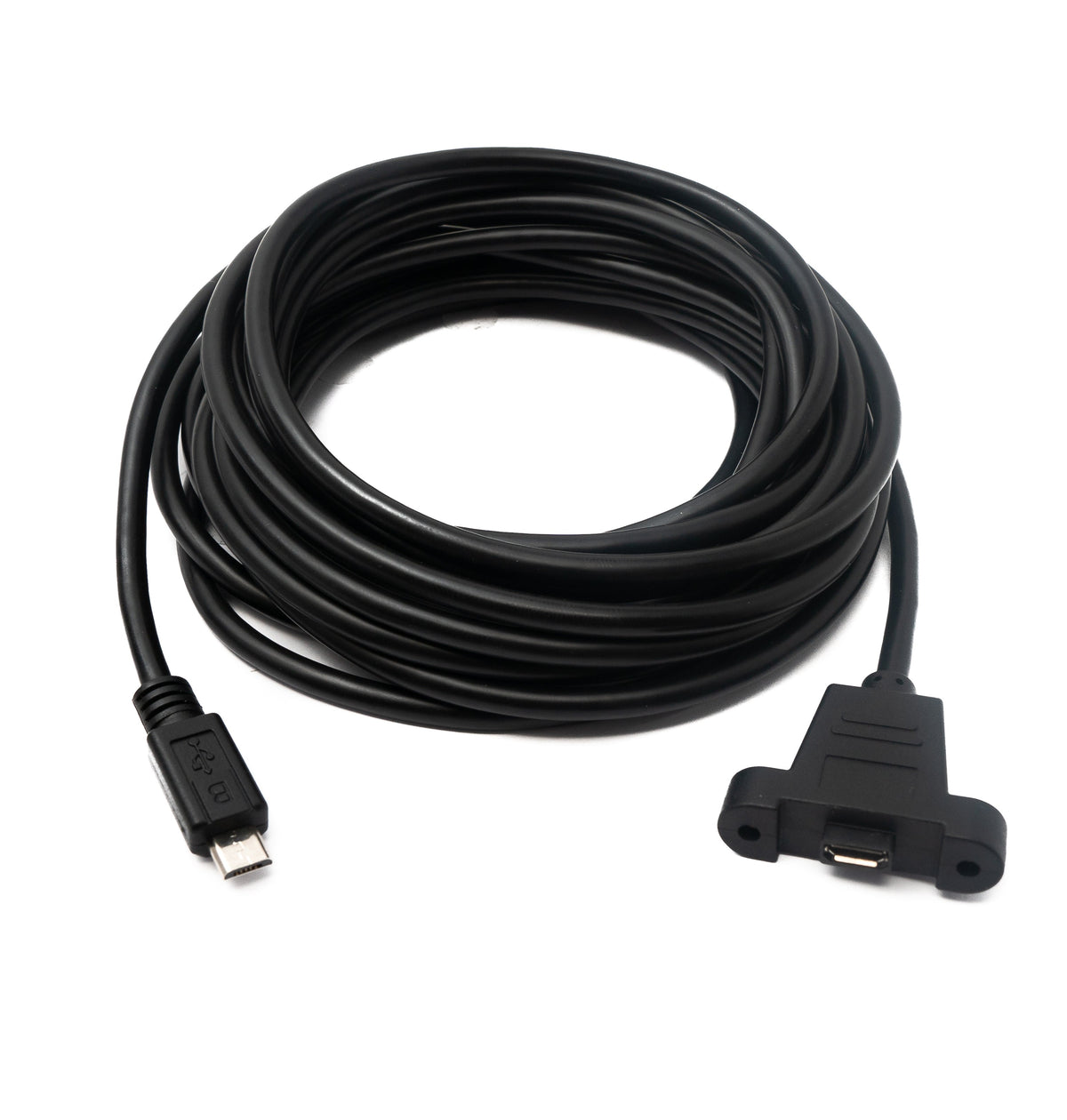 USB 2.0 Kabel 5 m Micro B Stecker zu Buchse Schraube in Schwarz | System-S