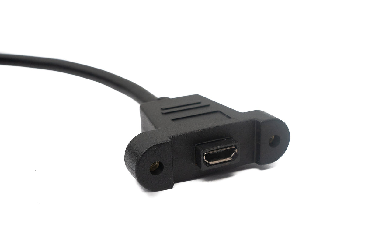 USB 2.0 Kabel 5 m Micro B Stecker zu Buchse Schraube in Schwarz | System-S