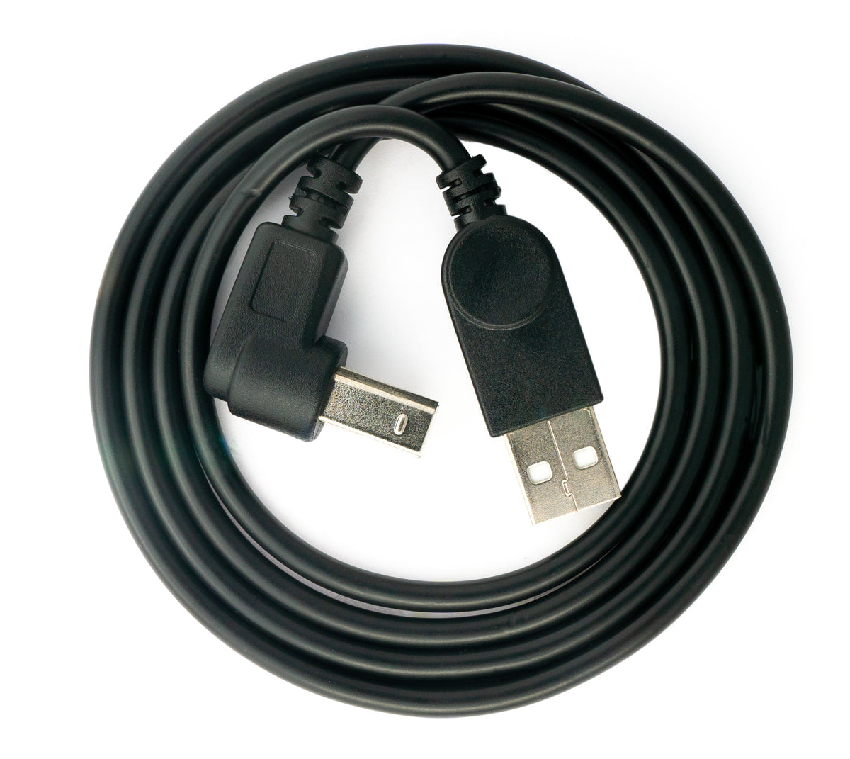 USB 2.0 Kabel 100 cm Typ B Stecker zu A Stecker Winkel in Schwarz | System-S