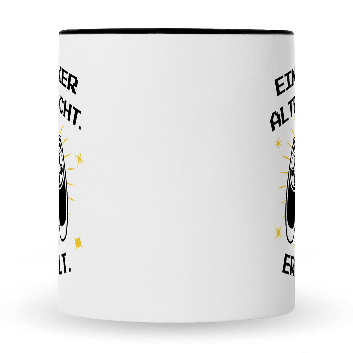 Bedruckte Tasse mit Spruch - Ein Zocker altert nicht er levelt