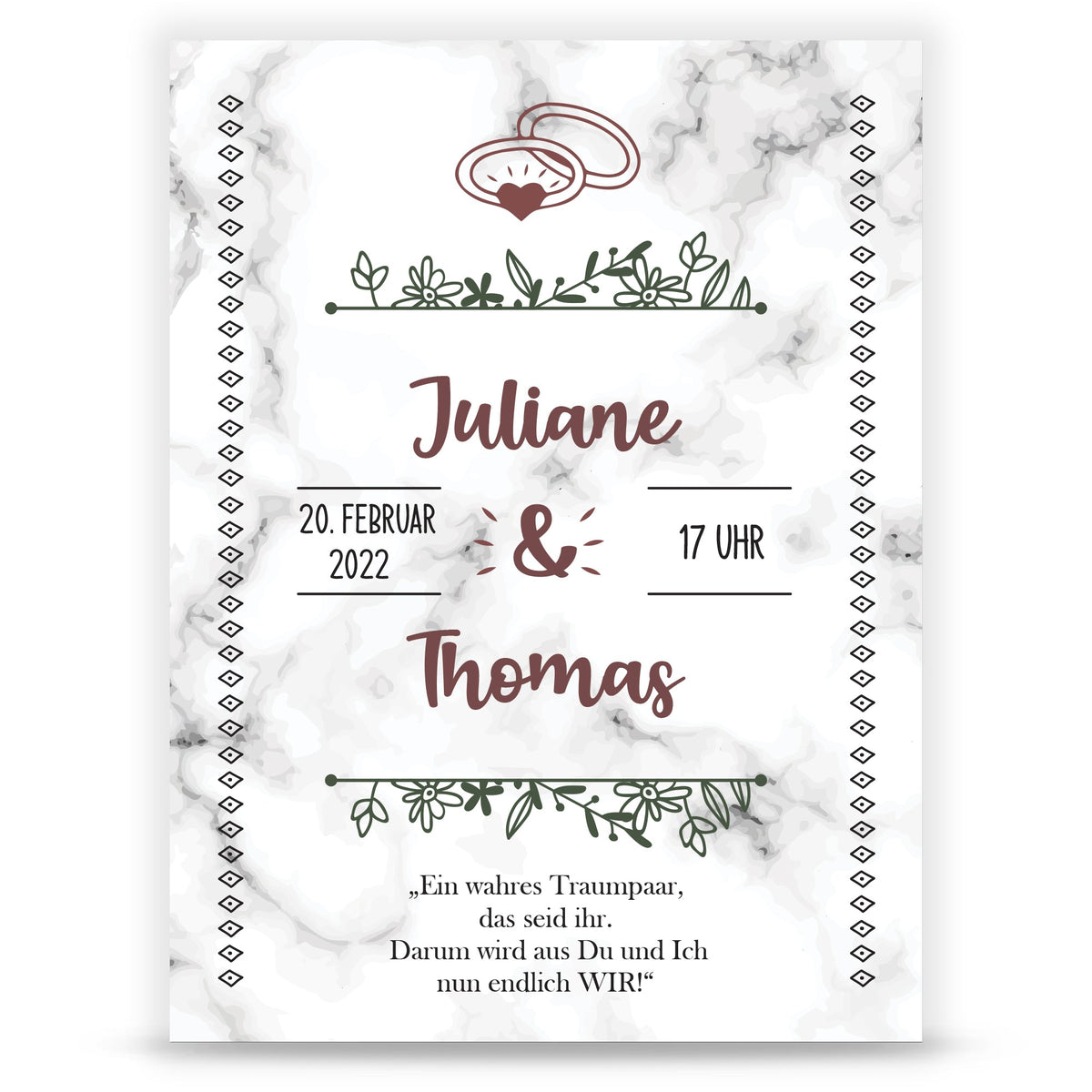 Hochzeitseinladungskarte im Marble White Design