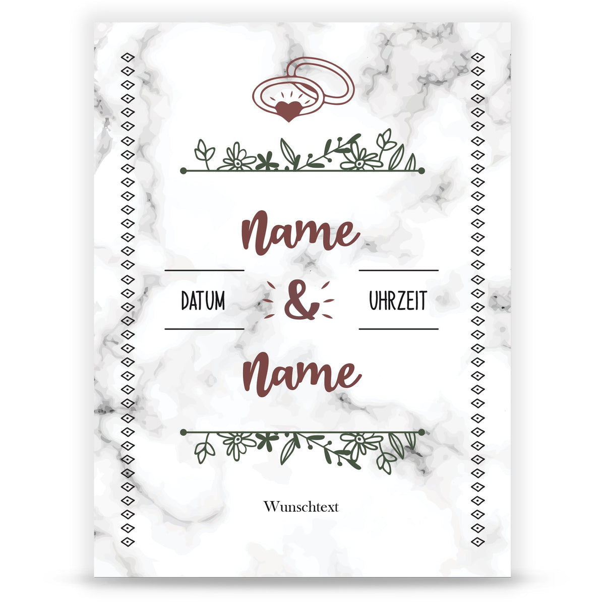 Hochzeitseinladungskarte im Marble White Design