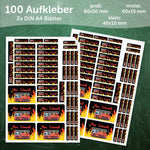Schuletiketten mit Namen - Feuerwehr Design - 100 Aufkleber in verschiedenen Größen