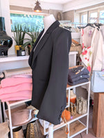 Blazer mit Schulterpolstern in Schwarz Größe L (38, max. 40) - von Lumina LD3998