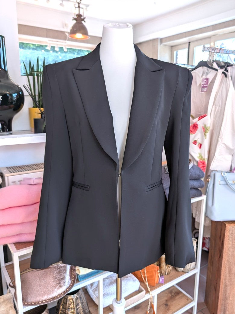 Blazer mit Schulterpolstern in Schwarz Größe L (38, max. 40) - von Lumina LD3998