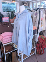 Bluse Oversized VoKuHiLa Leinen Hellblau One Size - Made in Italy 2924