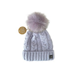 Strickmütze für Damen » gefütterte Wintermütze mit Fleece » Bommelmütze » Damenmütze mit Zopfmuster