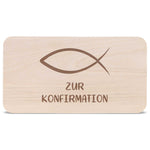 Frühstücksbrettchen mit Gravur "Konfirmation Fisch"