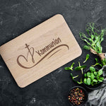 Frühstücksbrettchen mit Gravur "Kommunion Herz"