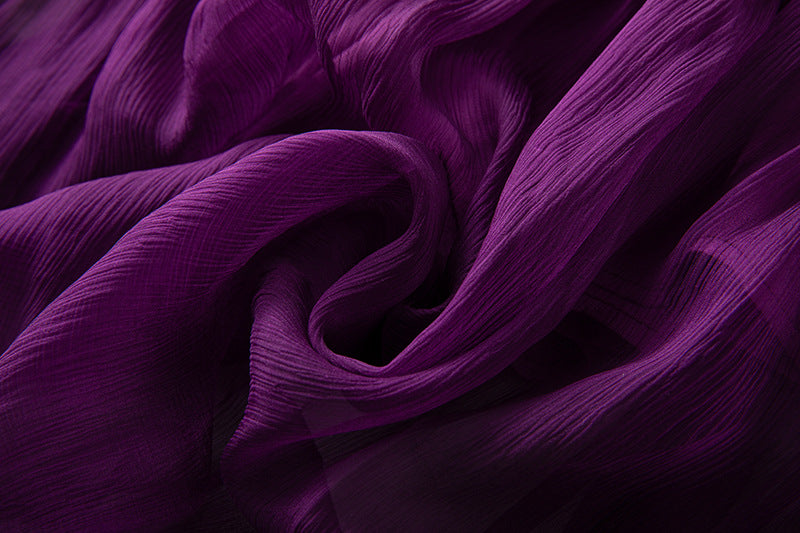 Damen Seidenkleid mit Puffärmeln | Luftsüßes Boho Maxikleid