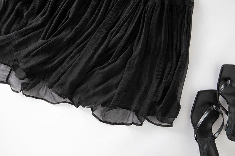 Damen Seidenkleid mit Puffärmeln | Luftsüßes Boho Maxikleid