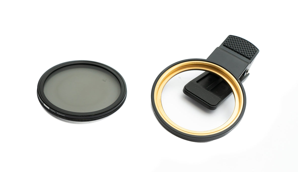 CPL 52 mm Filter Circular Polarizer Linse mit Clip für Smartphone in Schwarz | System-S