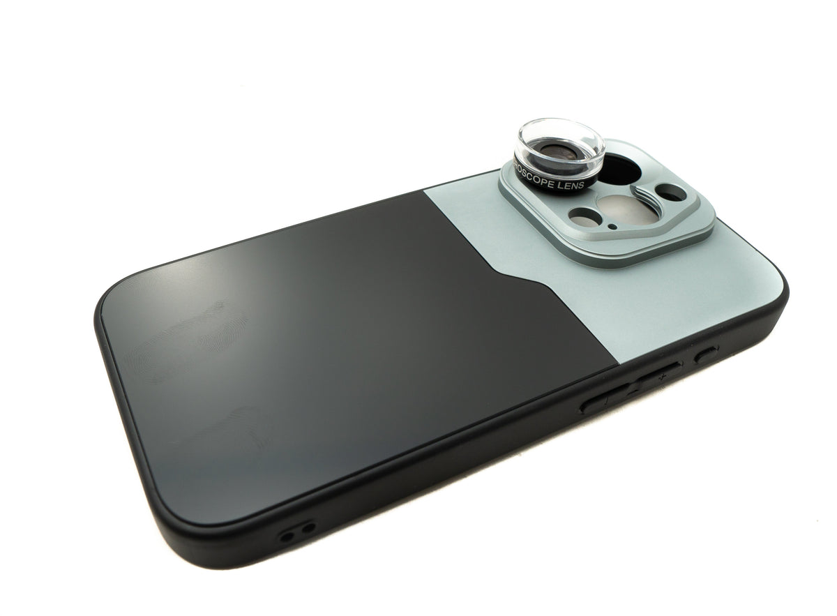 Super Makro Linse 30x 37 mm Mikroskop Filter mit Hülle für iPhone 15 Pro | System-S