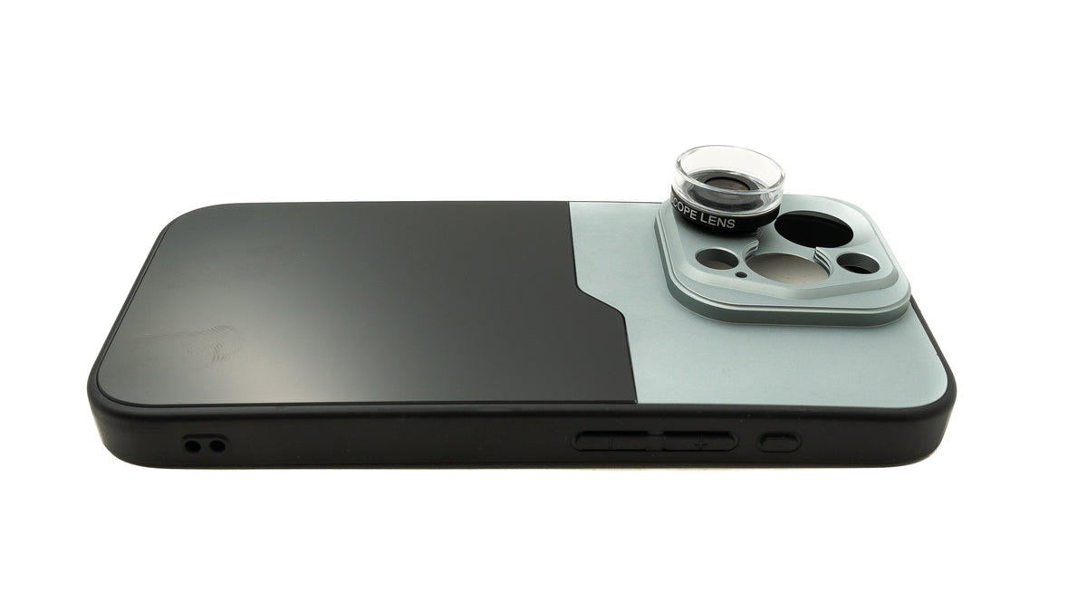 Super Makro Linse 30x 37 mm Mikroskop Filter mit Hülle für iPhone 15 Pro | System-S