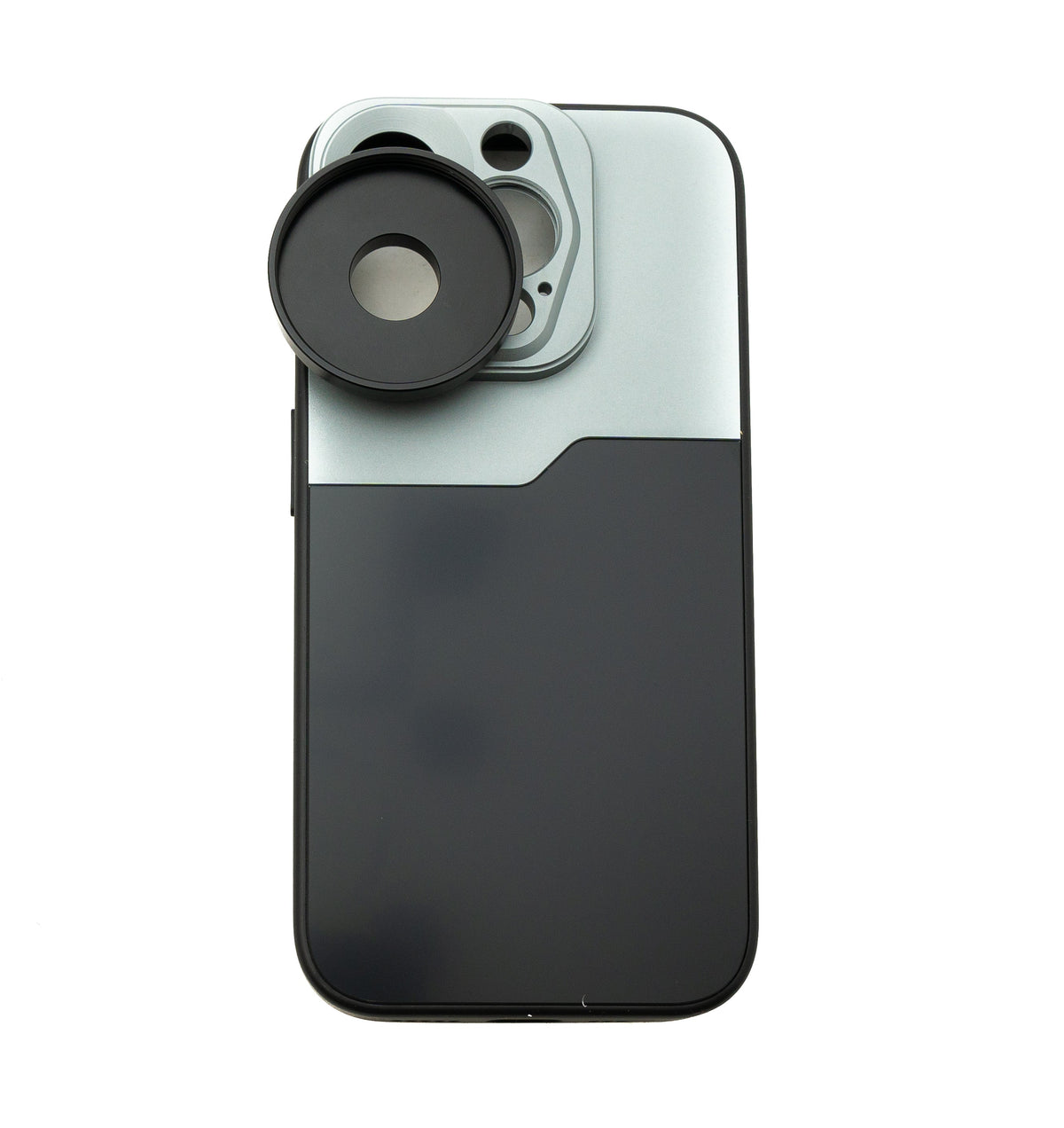 Objektiv Hülle 37 mm kompatibel mit Effekt Linse mit Gewinde für iPhone 15 Pro in Schwarz Grau | System-S