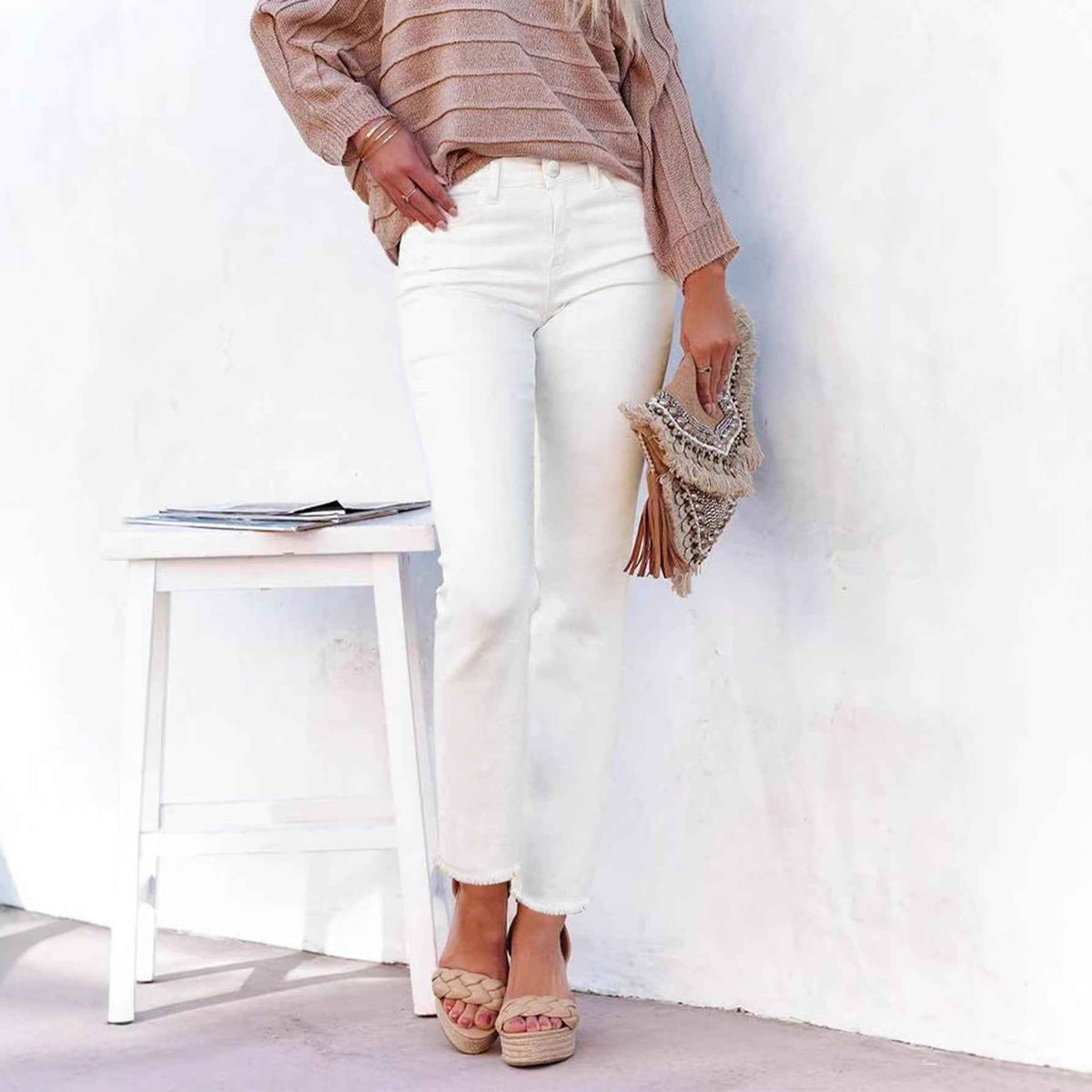 Damen High Waist Straight Leg Jeans ESTID