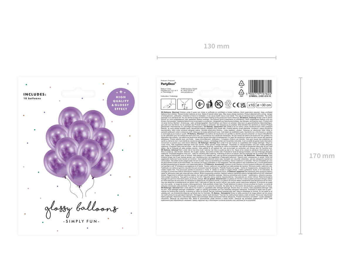 10 Stk. Luftballon Ø30cm "Uni Glossy" | Lila