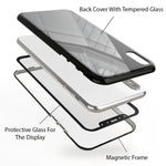 NALIA Magnetische 360° Glas Hülle kompatibel mit iPhone XS Max, Ultra-Slim Hard-Case Dünnes Hartglas Back-Cover mit Rahmen & Display-Schutz, Full-Body Schutzhülle Bumper Handy-Tasche