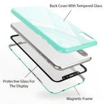 NALIA Magnetische 360° Glas Hülle kompatibel mit iPhone XS Max, Ultra-Slim Hard-Case Dünnes Hartglas Back-Cover mit Rahmen & Display-Schutz, Full-Body Schutzhülle Bumper Handy-Tasche