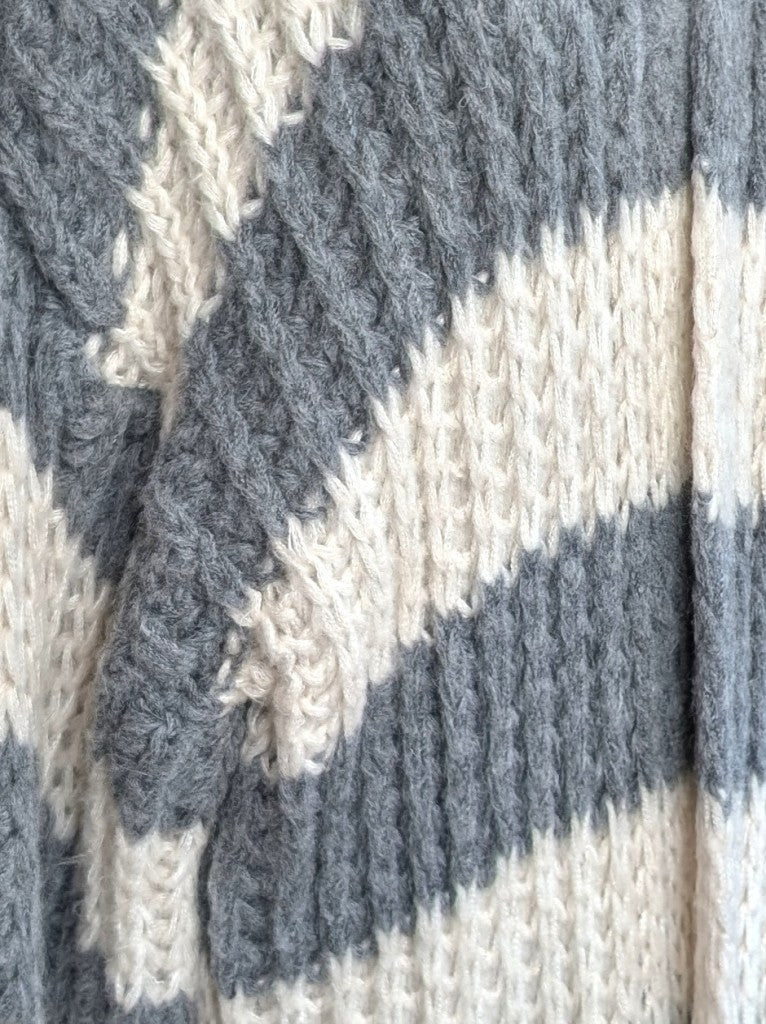 Cardigan Strickjacke Strickhülle Soft Lang Offen Grobstrick gestreift