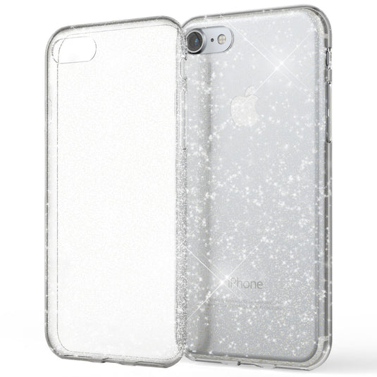 NALIA Glitter Case kompatibel mit iPhone SE 2022 / SE 2020 / 8 / 7 Hülle, Bling Silikon Handyhülle Strass Cover Durchsichtig Dünne Handy-Tasche Schutzhülle Phone Etui Bumper Skin