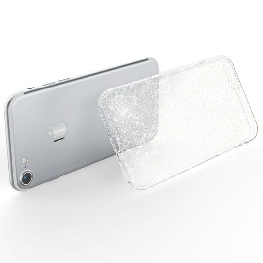 NALIA Glitter Case kompatibel mit iPhone SE 2022 / SE 2020 / 8 / 7 Hülle, Bling Silikon Handyhülle Strass Cover Durchsichtig Dünne Handy-Tasche Schutzhülle Phone Etui Bumper Skin