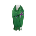Winter Damen Schal Cashmera » Fransenschal Soft Feeling » Winterschal 180x72 cm » Damenschal mit Blume