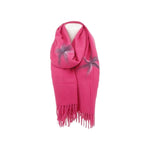 Winter Damen Schal Cashmera » Fransenschal Soft Feeling » Winterschal 180x72 cm » Damenschal mit Blume