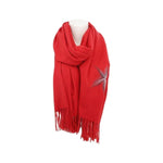 Winter Damen Schal Cashmera » Fransenschal Soft Feeling » Winterschal 180x72 cm » Damenschal mit Blume