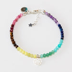Chakra Armband mit versilbertem Lebensblume-Anhänger