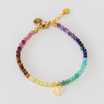 Chakra Armband mit vergoldetem Anhänger Lebensblume