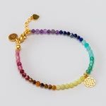 Chakra Armband mit vergoldetem Anhänger Lebensblume