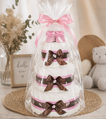 Windeltorte Mädchen 3-stöckig Rosa – Geschenk zur Geburt