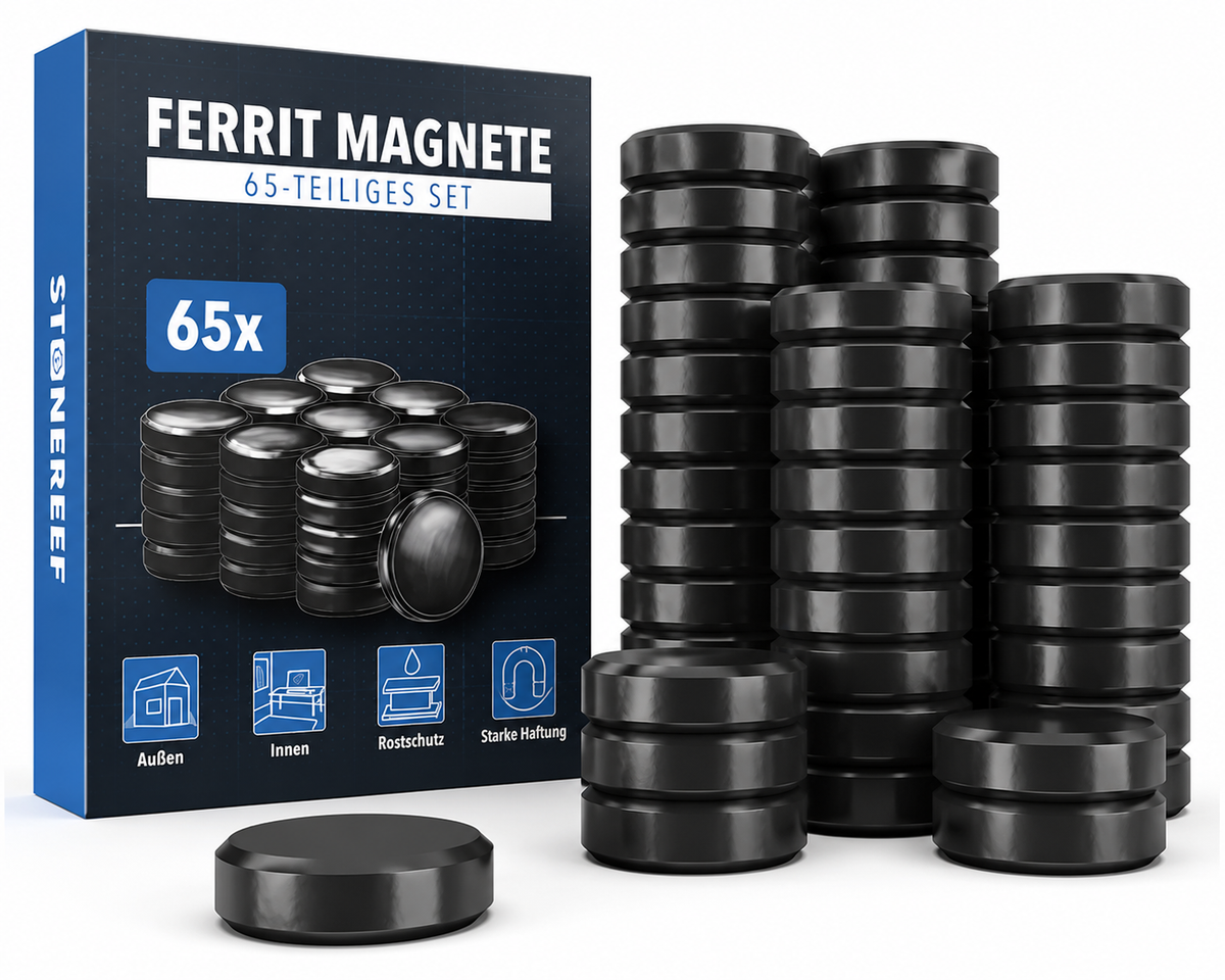 65x Ferrit Magnete Ø17,6x4,9mm Schwarz Stark Haftmagnete Rundmagnete Ferrit S A4