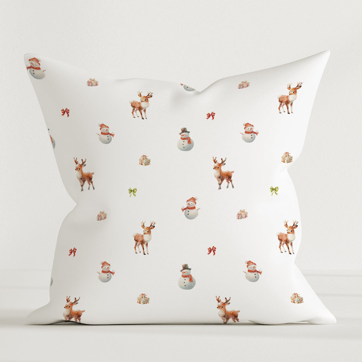 "Schneemann und Rehe" Premium Dekokissen