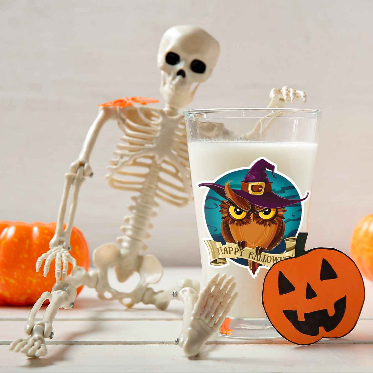Leonardo Wasserglas mit UV-Druck "Happy Halloween Eule" für Halloween