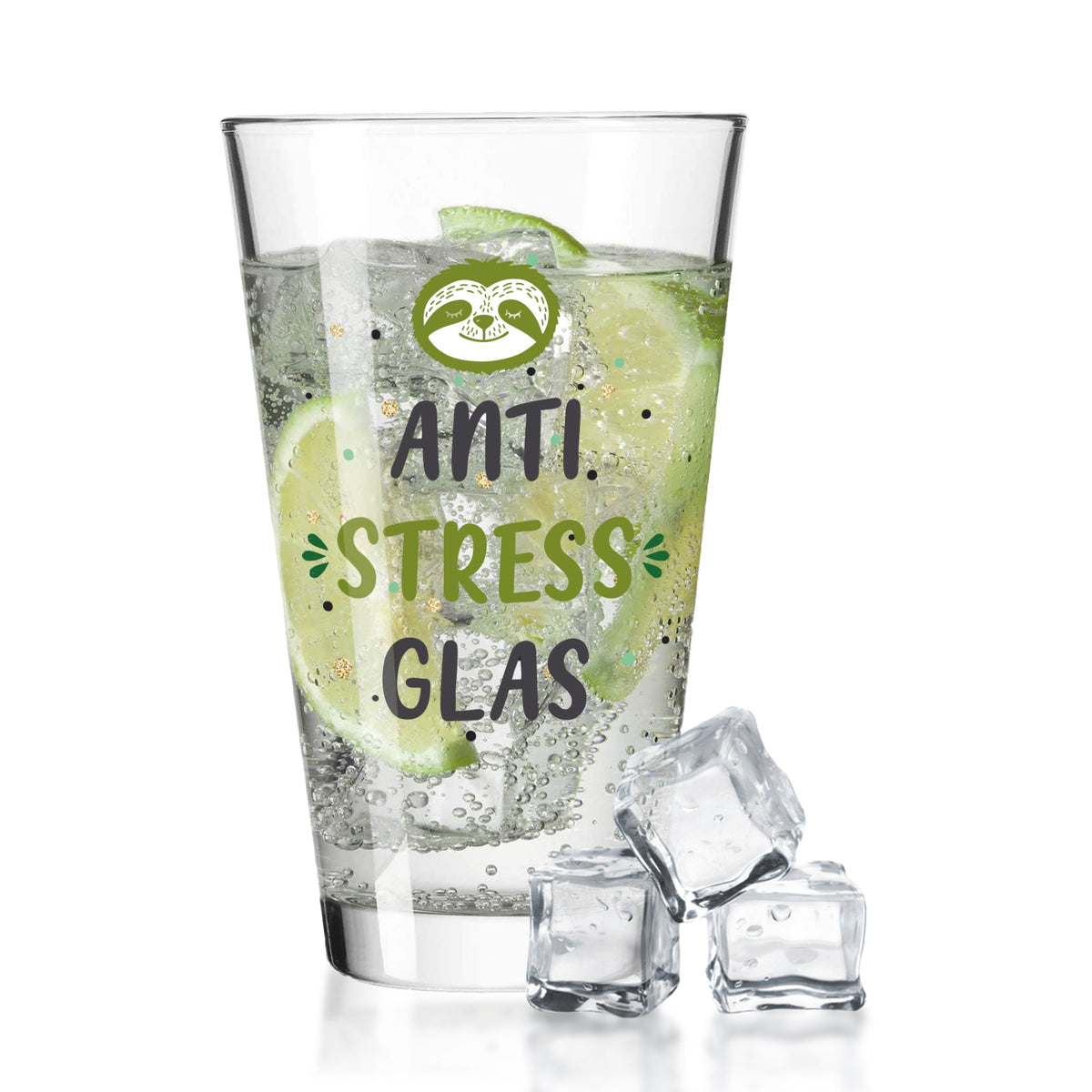 Leonardo Wasserglas mit UV-Druck "Anti Stress Glas"