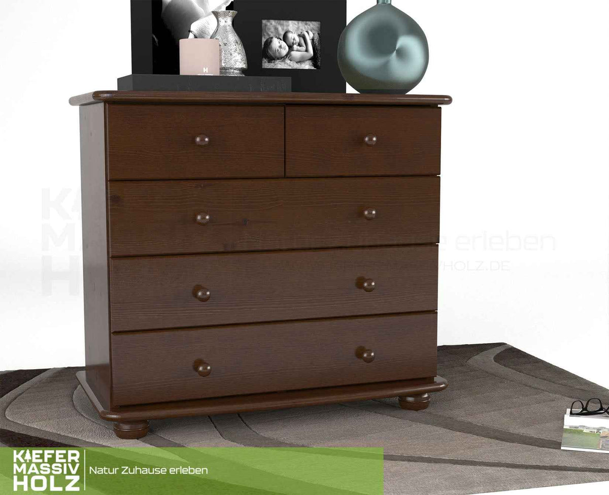 Claudia Kommode Bio Massivholz | Sideboard mit 3-XL Schubladen und 2 kleinen Anrichten